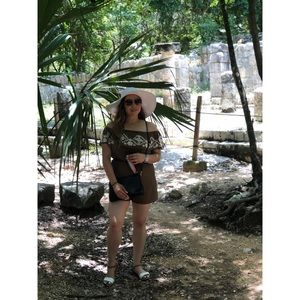 Beautiful embroidered olive green romper